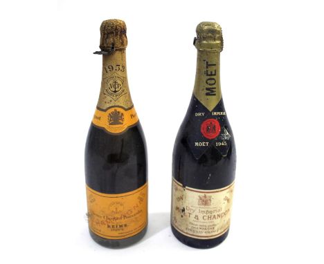 MOET &amp; CHANDON VINTAGE CHAMPAGNE - 1945 a bottle of vintage Moet &amp; Chandon 1945 Dry Imperial Champagne. Also with a b