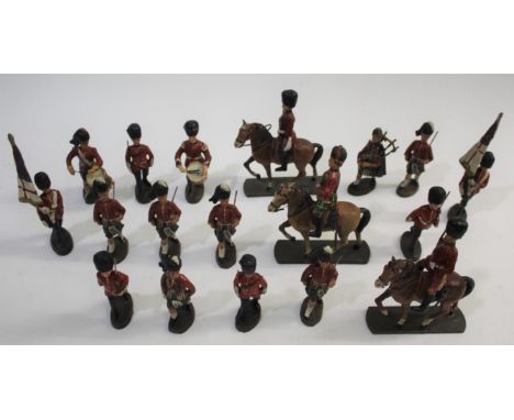 ELASTOLIN MODEL SOLDIERS a qty of vintage Elastolin figures including Scots Guards and other single figures, figures with mil