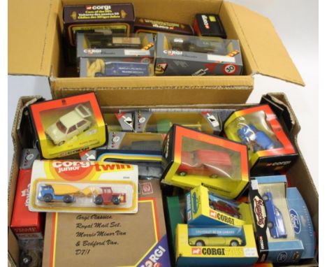 CORGI BOXED DIE CAST CARS &amp; OTHER VEHICLES 2 boxes with various boxed Corgi models, including 50's Classics (1957 Ford Th