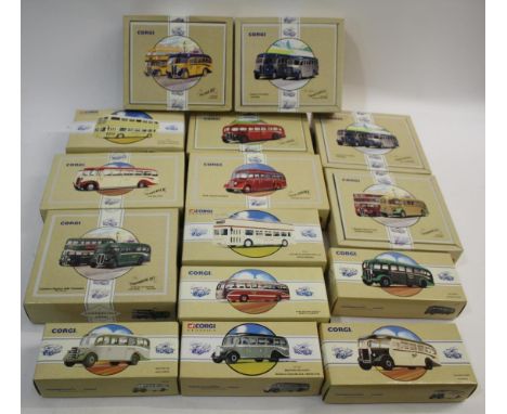 CORGI COMMERCIAL BOXED BUS SETS 15 boxed sets including 97191 AEC Royal, 97232 Leyland, 97105 Felix Coaches, 97192 Ribble, 97