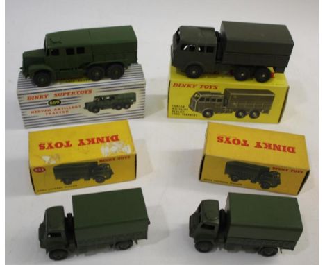 DINKY TOYS - MILITARY boxed models including Supertoys 689 Medium Artillery Tractor (blue and white box), 623 Army Covered Wa