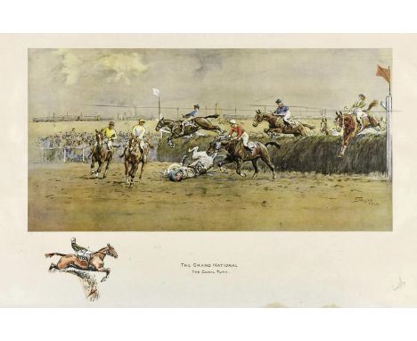 •AFTER SNAFFLES THE GRAND NATIONAL - THE CANAL TURN Colour print, finished by hand, on support sheet with printed remarque, b