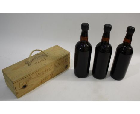 VINTAGE PORT - DOW 3 bottles of vintage Dow Port, all 1963, all unopened and missing their paper labels. Also with a boxed bo