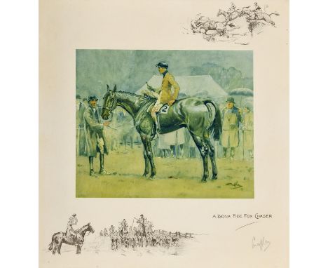 •AFTER SNAFFLES A BONA FIDE FOX CHASER Colour print, on support sheet with printed remarque, blindstamp, signed  Sight 47 x 4