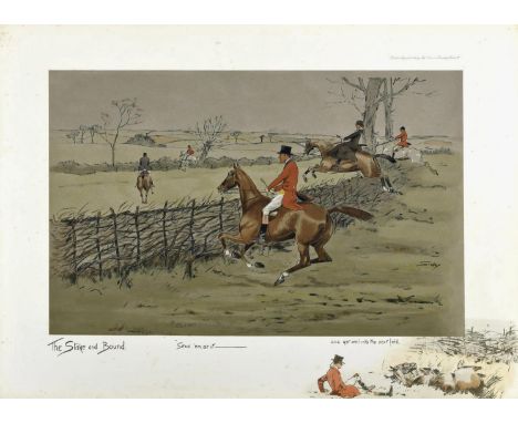 •AFTER SNAFFLES THE STAKE AND BOUND Colour print, finished by hand, on support sheet with printed remarque, published 1913 Si