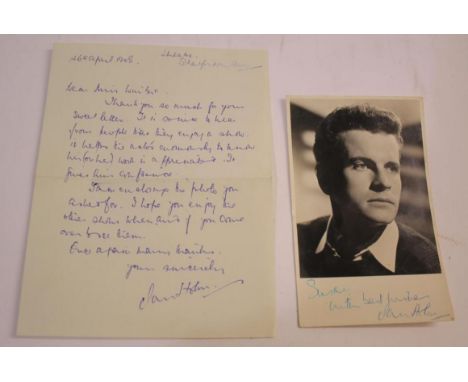 IAN HOLM - SIGNED LETTER &amp; PHOTOGRAPH, LORD OF THE RINGS INTEREST a hand written signed photograph and letter from Ian Ho