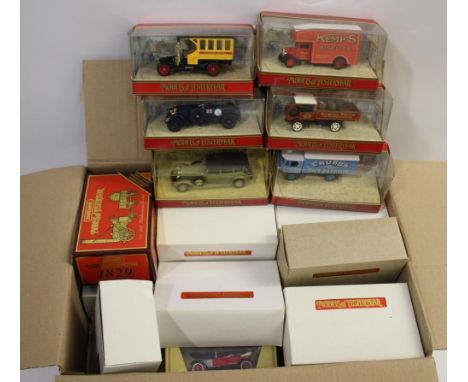 MATCHBOX MODELS OF YESTERYEAR 1 box with approx 64 boxed models including Y12 1829 Stephensons Rocket, 1931 AEC Trolleybus Di