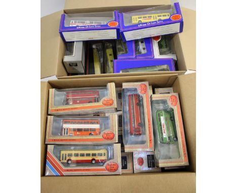 GILBOW EXCLUSIVE FIRST EDITIONS BUSES 2 boxes with approx 47 boxed Gilbow boxed buses, 1:76 scale including De Luxe Series mo