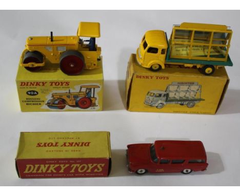 DINKY TOYS various boxed models including French 90A Rouleau Richier Diesel Roller, French 33C Miroitier Simca Cargo, and 257