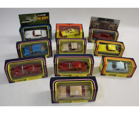 CORGI BOXED CARS 10 various boxed Corgi cars, including 320 The Saint Jaguar, 338 Rover 3500, 345 Honda Prelude, 279 Rolls Ro