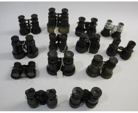 VINTAGE BINOCULARS various pairs of vintage binoculars including a small pair of binoculars with inset compass, examples by L