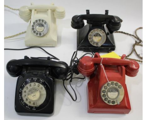VINTAGE TELEPHONES - WHITEHALL including a white bakelite telephone with a Whitehall 5000 dial label, a black bakelite teleph