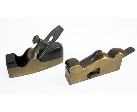 ANTIQUE INFILL PLANES &amp; CARPENTRY TOOLS including a brass sided and wooden infill plane, the metal stamped W Marple &amp;