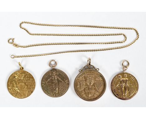 EARLY GOLD MOTORCYCLING MEDALS - BROOKLANDS, FREDERICK BRACKPOOL 4 interesting gold medals relating to Motorcycling, includin