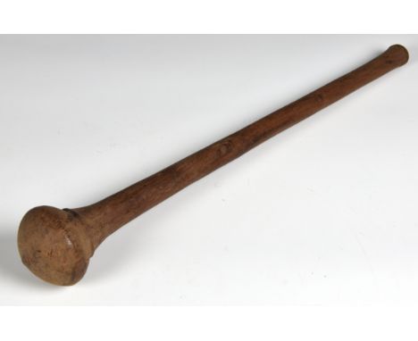 Ethnographical / Tribal interest - a hardwood throwing club  probably first half 20th century, of turned form, with swollen, 