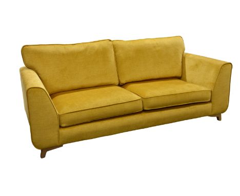 An Alston 'Stockholm' two seater sofa in gold  unused, 89 x 38½in. (226 x 97.7cm.), 37in. (93.9cm.) high.  *Excellent, unused