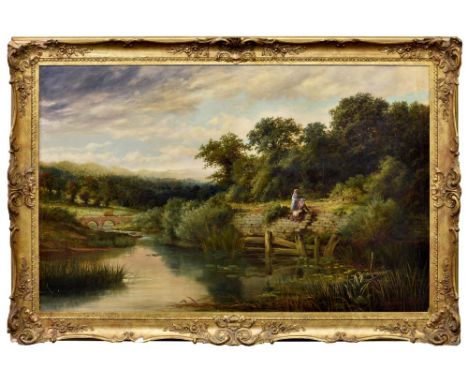 H. Gummery (British, fl.1862-1879)  Children by a Stream, oil on canvas, signed "H. Gummery" lower right and dated 1878, mode