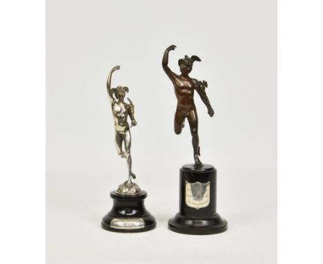 A mounted chromed car mascot depicting Hermes the Winged messenger of the gods - used as Boxing trophy  Hermes holding the st