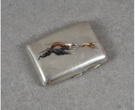 An Austrian silver and enamel cigarette case  mark of Georg Adam Scheid, Vienna, circa 1880, with additional German control m