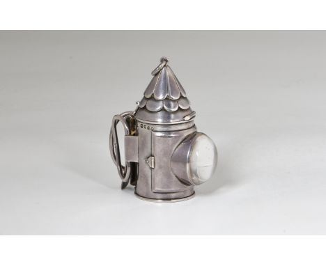 A very rare Victorian novelty silver sewing etui combined with a vinaigrette to base  Sampson Mordan &amp; Co, London, 1874, 