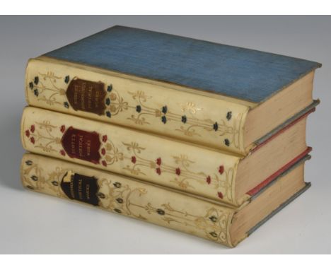Art Nouveau vellum bindings - three volumes of Poetry  The Poetical Works of Walter Scott; Robert Browning; John Wordsworth, 