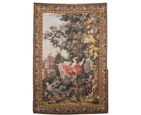 A Hines of Oxford tapestry 'The Swing' after Jean-Honoré Fragonard (1732-1806) 50½ x 74¼in. (128.2 x 189.2cm.).