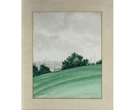 David William Gentleman (British, b.1930)  'Parliament Hill Fields', London, watercolour, signed lower right and dated '84, t