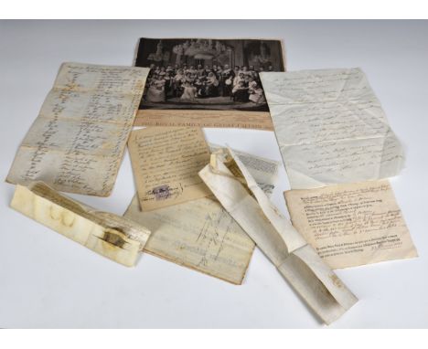 Guernsey interest - A collection of antique legal documents and ephemera etc  To include a 1682 manuscript in Norman-French o