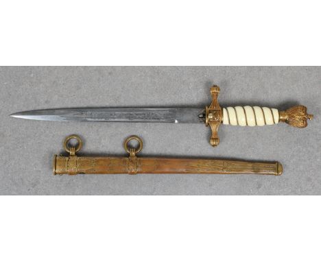 A Kriegsmarine Navel Officer's Dagger by Carl Eickhorn SOLINGEN, dagger constructed of a 25cm. nickel-plated steel blade, dec