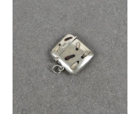 An Edwardian silver Shibayama insect vesta case  T H Hazlewood &amp; Co, Birmingham, 1907, in the Japanese Shibayama style, t