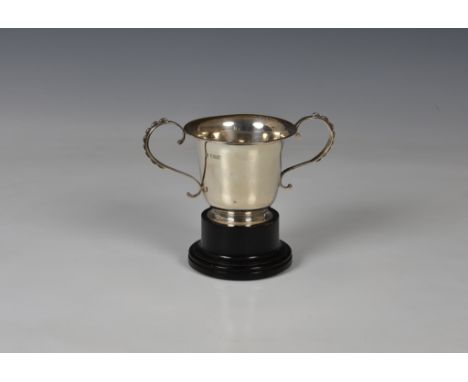 An Edwardian silver Guernsey style christening cup trophy  Nathan &amp; Hayes, Chester 1906, of typical form with large beade