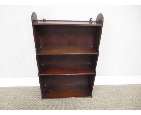 A Regency mahogany small three tier Waterfall Wall Shelf with reeded detail, 18 x 28in High