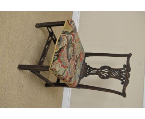 A 19th Century Chippendale style mahogany Dining Chair, acanthus carved top rail and pierced trellis and vase splat, tapestry