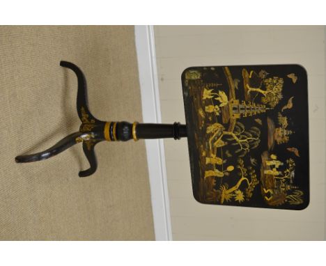 An early 19th Century chinoiserie Pillar Table decorated figures in landscape on tripod base