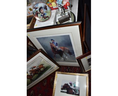 A COLLECTION OF HORSE RACING RELATED ITEMS, to include a figure 'Desert Orchid' by Country Artists, exclusively commissioned 