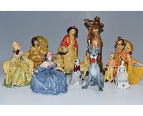 A BOX OF WADE FIGURES, comprising a Tramp Blow-Up figure from Lady and the Tramp, figurines: Curtsey, Romance 3, Harriet 1, P
