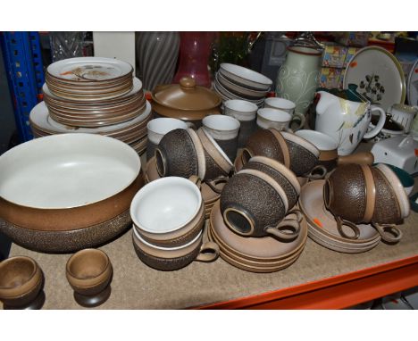 A LARGE COLLECTION OF ASSORTED DENBY TEA, DINNER AND TABLEWARE comprising a group of 'Cotswold' items to include ten cups, th