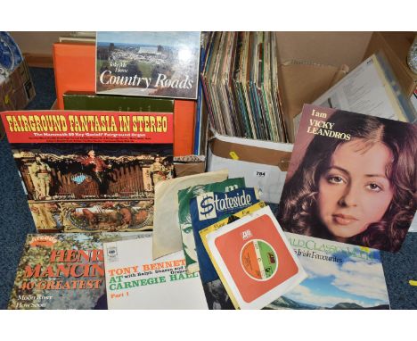 TWO BOXES OF LPS, approximately one hundred records to include four boxed sets, various styles and artists included Mike Oldf