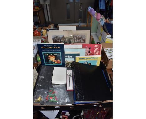 TWO BOXES OF EPHEMERA containing early 20th century photographs over groups, individuals and military portraits, photographic