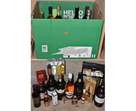 ALCOHOL, One Box of Assorted Alcohol comprising 1 x Three Barrels ***** French Brandy, 70cl, 4 x bottles of LBV Port (3 x 75c