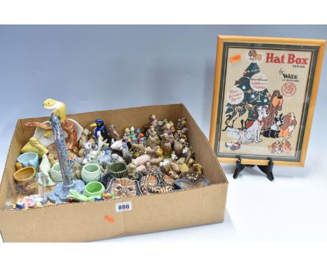 A BOX AND LOOSE WADE HAPPY FAMILIES, WHIMSIES, ETC, to include pigs, owls, giraffes, frogs, mice, dogs, hippos, cats and rabb