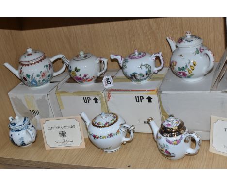 SEVEN FRANKLIN MINT FOR THE VICTORIA AND ALBERT MUSEUM 'TEAPOT COLLECTION' ORNAMENTS comprising 'Tournay,' 'Chelsea-Derby,' '