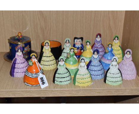 A GROUP OF CARLTON WARE ITEMS, comprising a 'Paradise Bird and Tree' pattern preserve pot with saucer and cover (crazing, lig