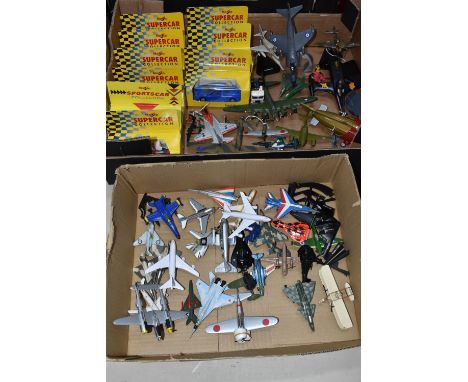 TWO BOXES OF DIE-CAST CARS AND PLANES comprising nine boxed Maisto 'Sports Collection' cars to include Bugatti, Aston Martin,
