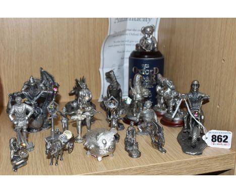 A COLLECTION OF PEWTER FIGURES, twenty two various themed figures, comprising two from The Dinosaur Collection by Tudor Mint 