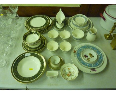 A quantity of Royal Doulton 'Vanborough' dinnerware; Wedgwood teacups and saucers and matching cream jug; two Royal Worcester