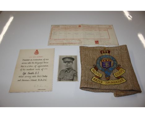 WW2 RAOC soldiers documents and tapestry