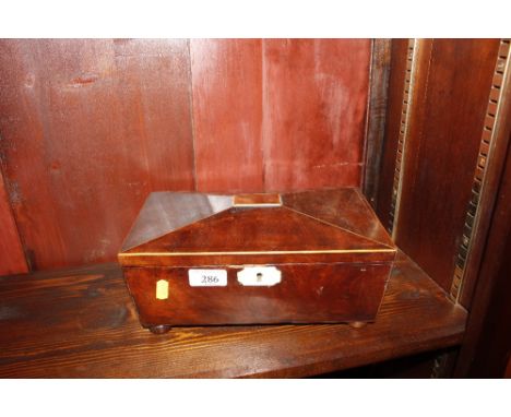 A 19th Century sarcophagus shaped tea caddy (lacking interior)