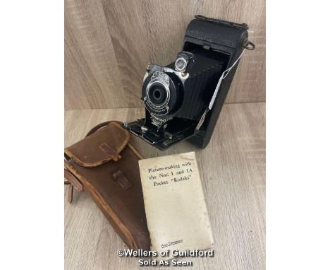 KODAK NO. 1A FOLDING POCKET CAMERA WITH CASE AND INSTRUCTIONS DATED 1921