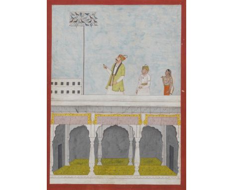 The sufi, 'Abd al-Qadir Gilani, in his youth, disputing with an older sufi, Sayyid Muhammad Fadil Deccan, 18th centuryGouache